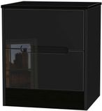 Monaco Black Gloss 2 Drawer Bedside Cabinet