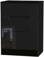 Monaco Black Gloss 3 Drawer Deep Midi Chest