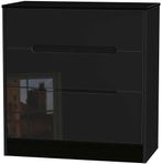 Monaco Black Gloss 3 Drawer Deep Chest