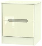 Monaco Cream Gloss 2 Drawer Bedside Cabinet