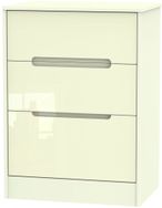 Monaco Cream Gloss 3 Drawer Deep Midi Chest
