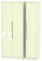 Monaco Cream Gloss 3 Door Tall Triple Wardrobe