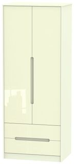 Monaco Cream Gloss 2 Door 2 Drawer Tall Wardrobe