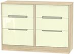 Monaco Cream Gloss and Oak Effect 6 Drawer Midi Chest