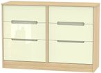 Monaco Cream Gloss and Light Oak 6 Drawer Midi Chest