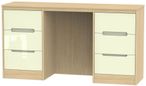 Monaco Cream Gloss and Light Oak 6 Drawer Double Dressing Table