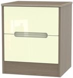 Monaco Cream Gloss and Toronto Walnut 2 Drawer Bedside Cabinet