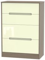 Monaco Cream Gloss and Toronto Walnut 4 Drawer Deep Chest