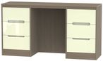 Monaco Cream Gloss and Toronto Walnut 6 Drawer Double Dressing Table