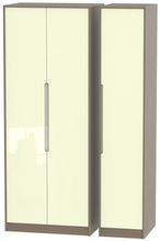 Monaco Cream Gloss and Toronto Walnut 3 Door Tall Triple Wardrobe