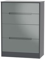 Monaco Grey Gloss and Graphite 4 Drawer Deep Chest