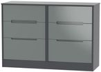 Monaco Grey Gloss and Graphite 6 Drawer Midi Chest