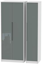 Monaco Grey Gloss and White 3 Door Tall Triple Wardrobe