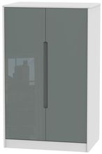 Monaco Grey Gloss and White Midi Wardrobe