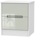 Monaco Cashmere Gloss and White 2 Drawer Bedside Cabinet