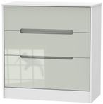 Monaco Gloss Cashmere and White 3 Drawer Deep Chest