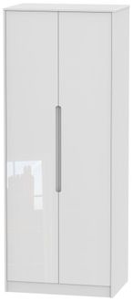 Monaco White Gloss 2 Door Plain Tall Wardrobe