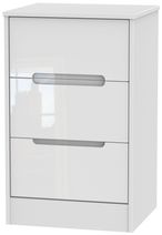 Monaco White Gloss 3 Drawer Bedside Cabinet