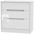 Monaco White Gloss 3 Drawer Deep Chest