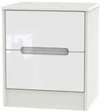 Monaco White Gloss and Cashmere 2 Drawer Bedside Cabinet