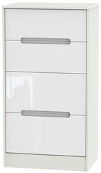 Monaco White Gloss and Cashmere 4 Drawer Deep Midi Chest