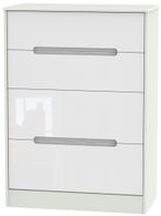 Monaco White Gloss and Cashmere 4 Drawer Deep Chest