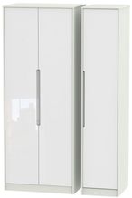 Monaco White Gloss and Cashmere 3 Door Tall Triple Wardrobe