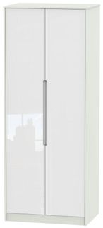 Monaco White Gloss and Cashmere 2 Door Plain Tall Wardrobe