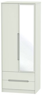 Monaco Cashmere 2 Door Tall Combi Wardrobe - 1 Mirror
