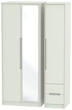 Monaco Cashmere 3 Door Tall Combi Wardrobe - 1 Mirror and RHF 2 Drawers