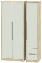 Monaco Cashmere and Oak Effect 3 Door Tall Triple Wardrobe - RHF 2 Drawers