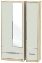 Monaco Cashmere and Oak Effect 3 Door Tall Combi Wardrobe - 1 Mirror