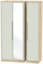 Monaco Cashmere and Oak Effect 3 Door Tall Triple Wardrobe - 1 Mirror
