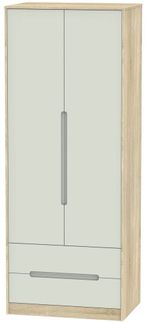 Monaco Cashmere and Oak Effect 2 Door 2 Drawer Tall Wardrobe
