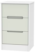 Monaco Cashmere and White 3 Drawer Bedside Cabinet