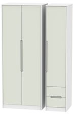 Monaco Cashmere and White 3 Door Tall Triple Wardrobe - RHF 2 Drawers