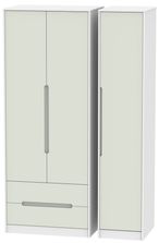 Monaco Cashmere and White 3 Door Tall Triple Wardrobe - LHF 2 Drawers