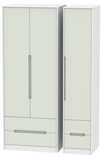 Monaco Cashmere and White 3 Door Tall Triple Wardrobe - 4 Drawers