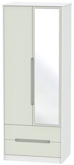 Monaco Cashmere and White 2 Door Tall Combi Wardrobe - 1 Mirror