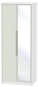 Monaco Cashmere and White 2 Door Tall Wardrobe - 1 Mirror