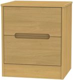 Monaco Modern Oak 2 Drawer Bedside Cabinet
