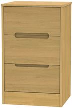 Monaco Modern Oak 3 Drawer Bedside Cabinet