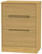 Monaco Modern Oak 3 Drawer Deep Midi Chest