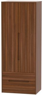Monaco Noche Walnut 2 Door 2 Drawer Tall Wardrobe
