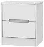 Monaco White 2 Drawer Bedside Cabinet