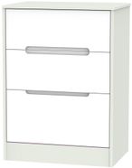 Monaco White and Cashmere 3 Drawer Deep Midi Chest