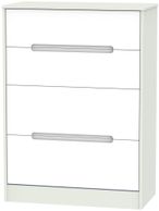 Monaco White and Cashmere 4 Drawer Deep Chest