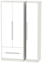 Monaco White and Cashmere 3 Door Tall Triple Wardrobe - LHF 2 Drawers