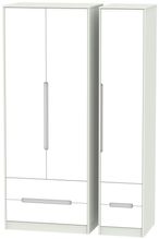Monaco White and Cashmere 3 Door Tall Triple Wardrobe - 4 Drawers