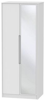 Monaco White 2 Door Tall Wardrobe - 1 Mirror